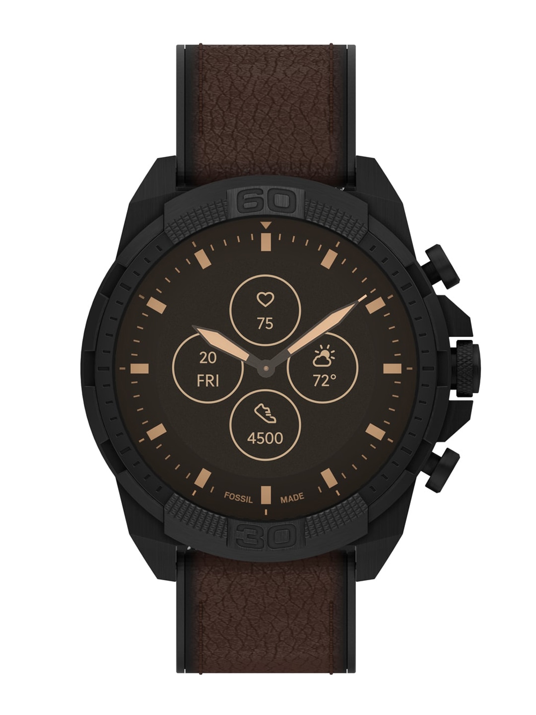Accessories Smart Watches | Fossil Men Brown Solid Bronson Hybrid Smartwatch FTW7057 - QL08067