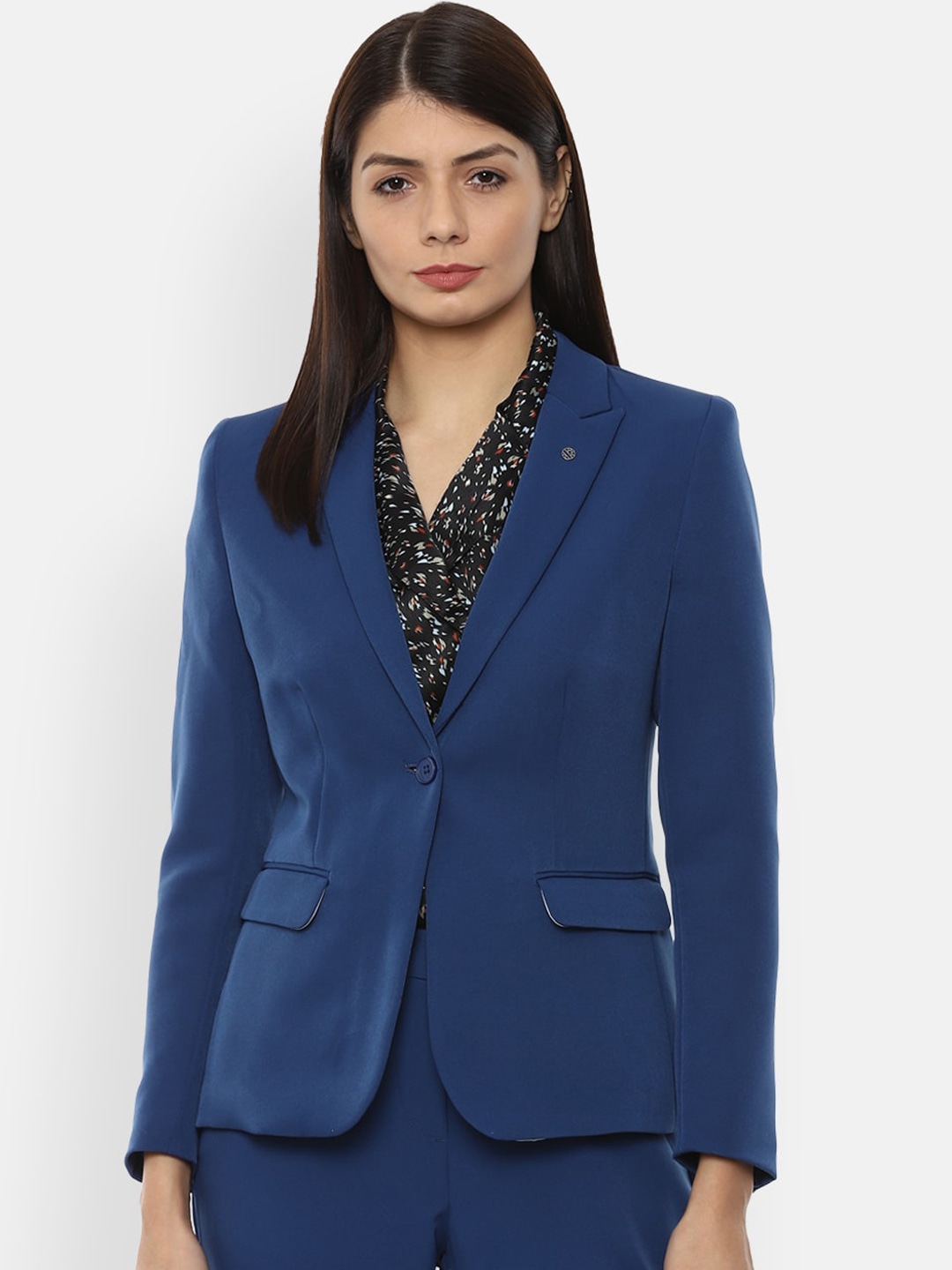 Clothing Blazers | Van Heusen Woman Women Blue Single-Breasted Regular Fit Formal Blazer with Vented Back Hem - JF47812