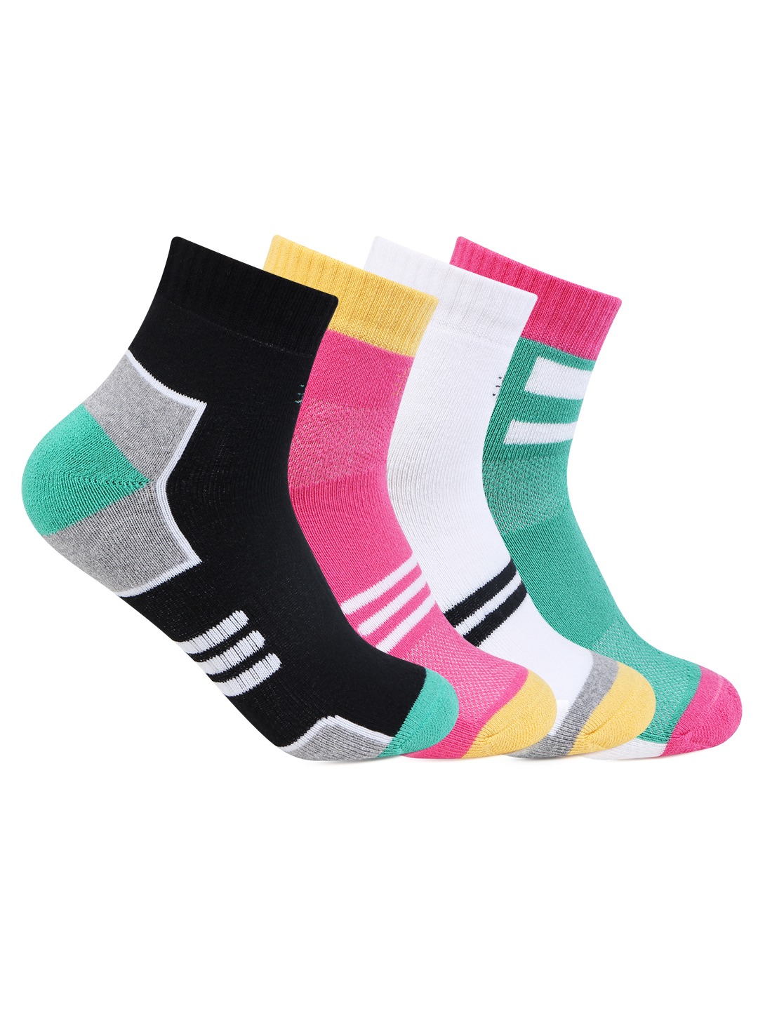 Accessories Socks | Bonjour Women Pack Of 4 Assorted Cushioned Above Ankle Length Sports Socks - ZE15427