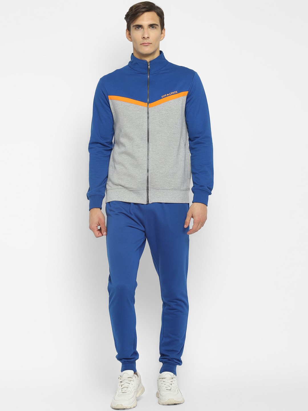 Clothing Tracksuits | OFF LIMITS Men Blue & Grey Colourblocked Tracksuit - GB58957