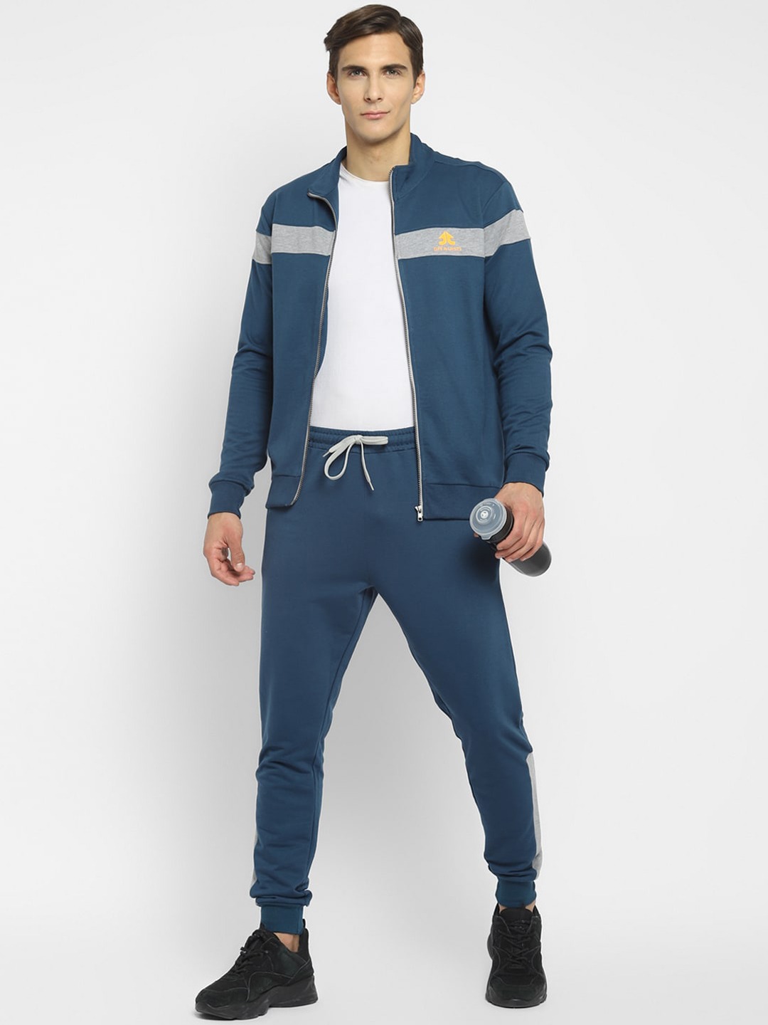 Clothing Tracksuits | OFF LIMITS Men Teal Blue & Grey Solid Tracksuit - QV84570
