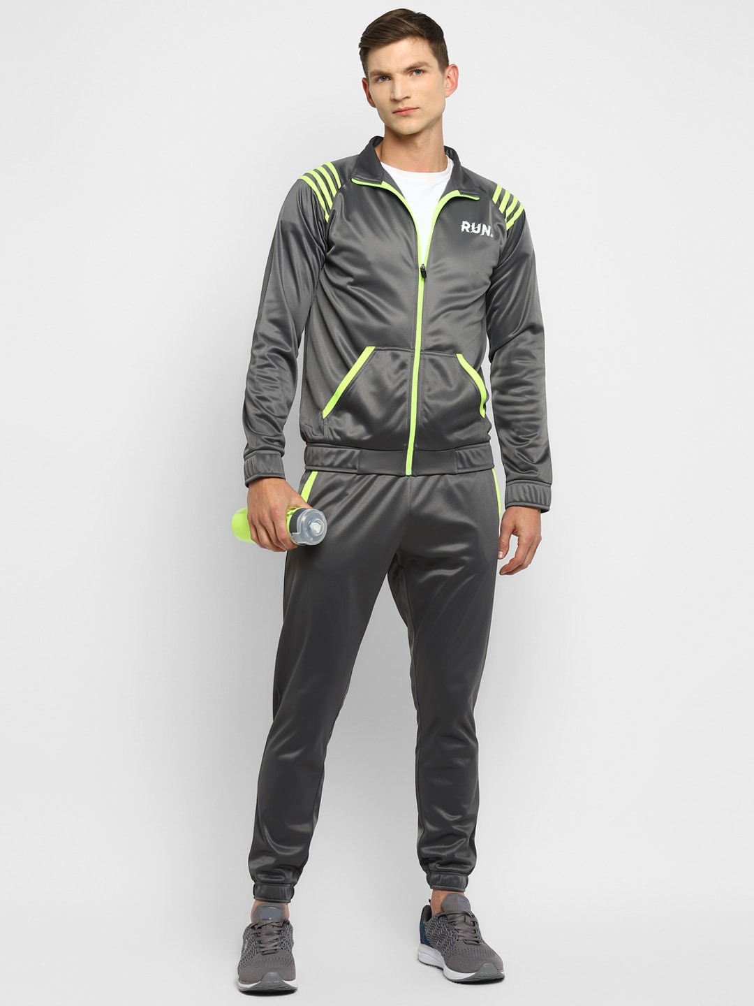 Clothing Tracksuits | Yuuki Mens Grey & Green Striped Track Suit - BV30995