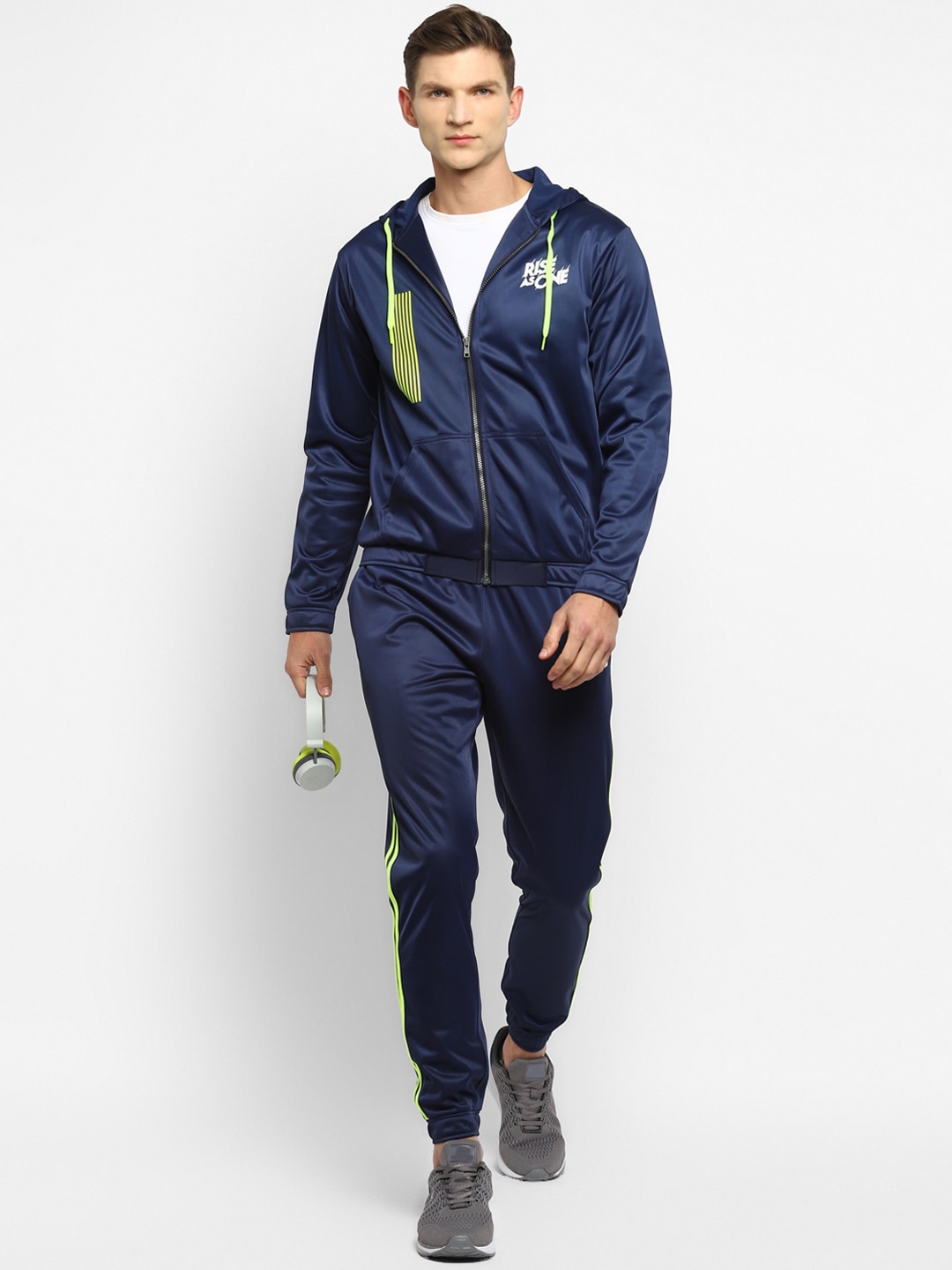 Clothing Tracksuits | Yuuki Men Navy Blue & Green Striped Tracksuit - QK70920