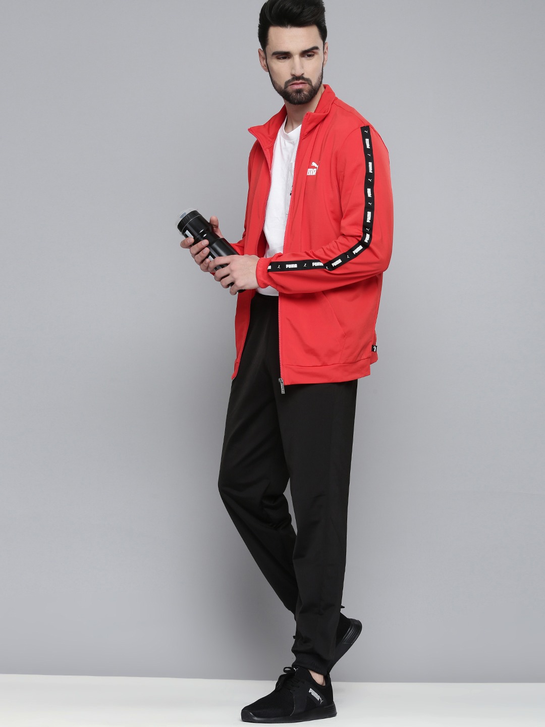 Clothing Tracksuits | Puma Men Red & Black Solid Tape Tracksuit - TR01275