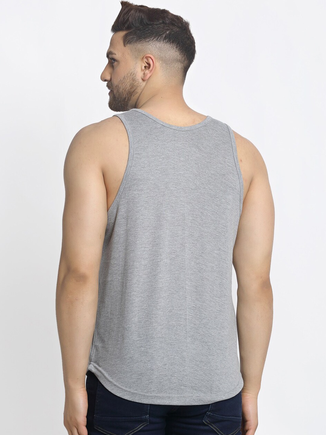 Clothing Innerwear Vests | Friskers Men Grey Printed Pure Cotton Innerwear Vests - UH56215