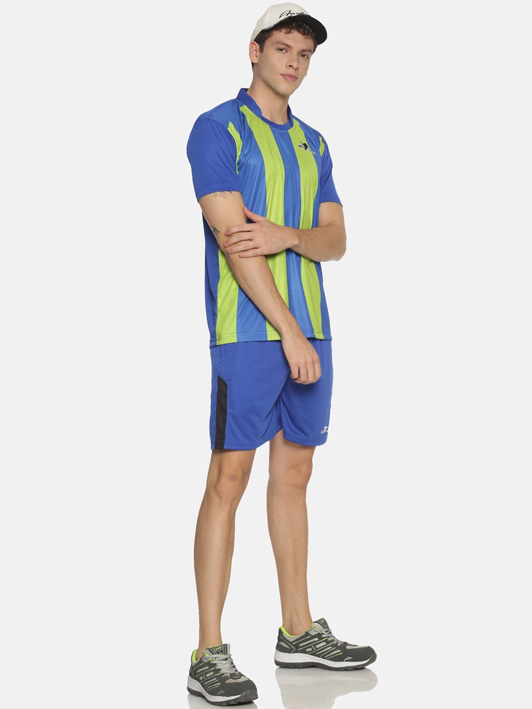Clothing Tracksuits | HPS Sports Men Blue & Green Striped Football Kit - BT91067