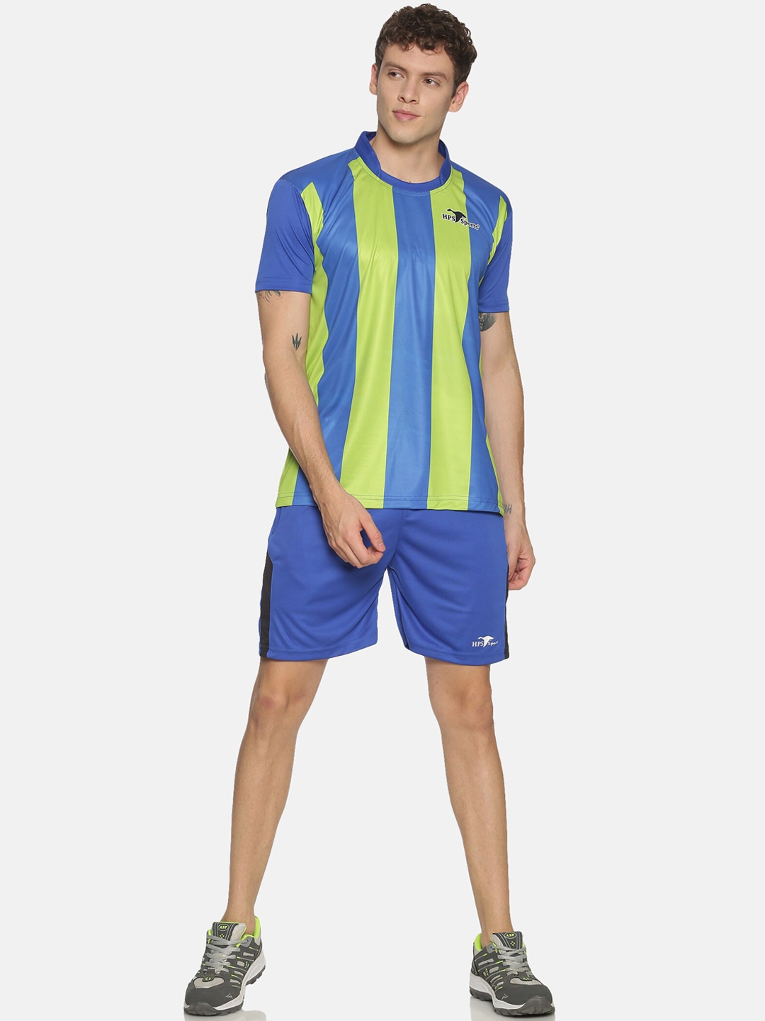 Clothing Tracksuits | HPS Sports Men Blue & Green Striped Football Kit - BT91067