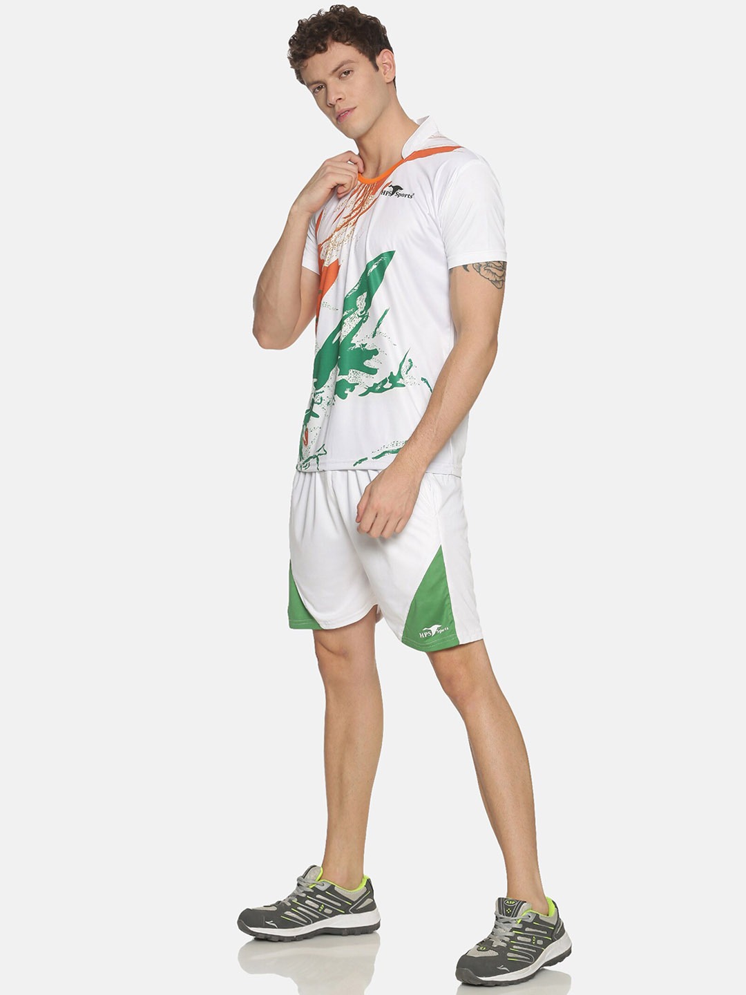 Clothing Tracksuits | HPS Sports Men White Tri-colour Printed Football Tracksuit - WB33031