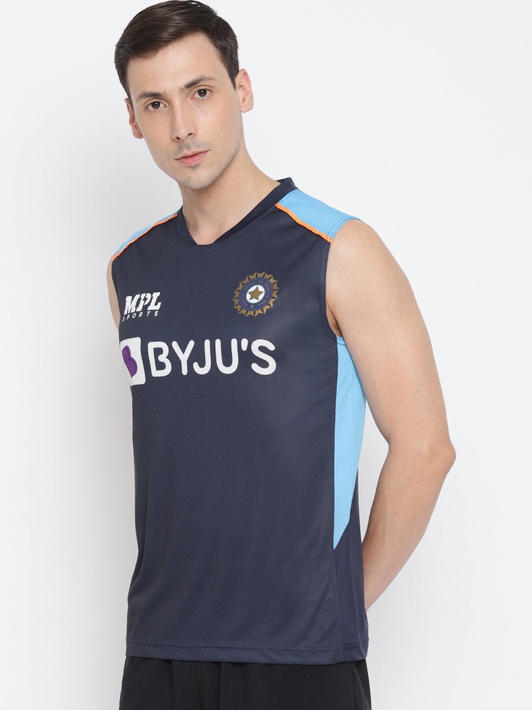 Clothing Innerwear Vests | MPL Sports Men Navy Blue Official Team India Fan Training Vest- Sky Blue - II26478
