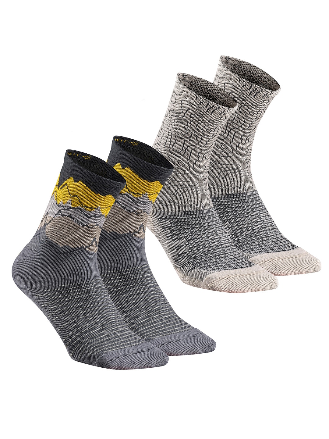 Accessories Socks | Quechua By Decathlon Unisex Pack Of 2 Patterned Limited Edition High Mountain Socks - UG88574