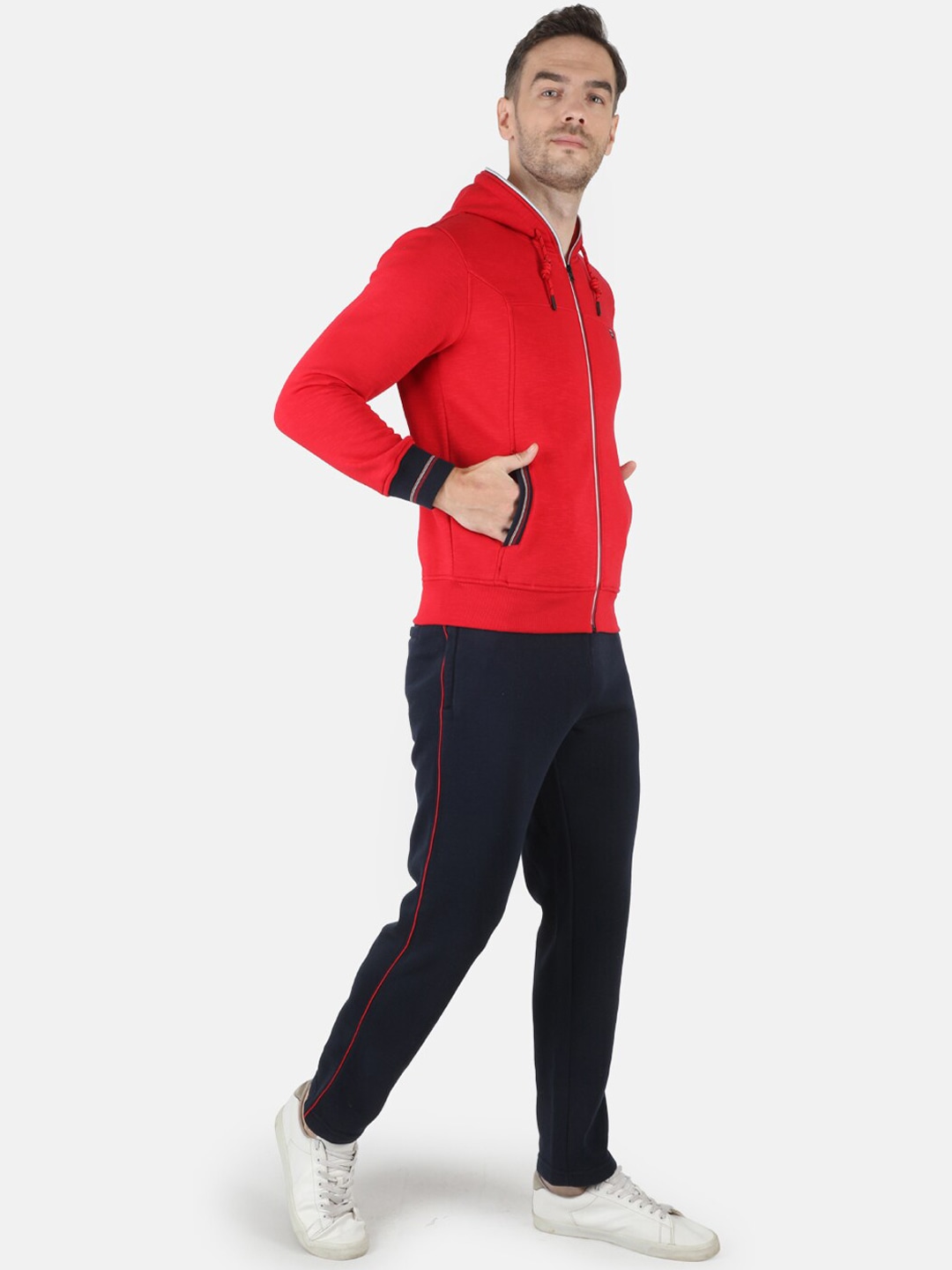 Clothing Tracksuits | Monte Carlo Men Red & Navy-Blue Solid Tracksuit - ER37507