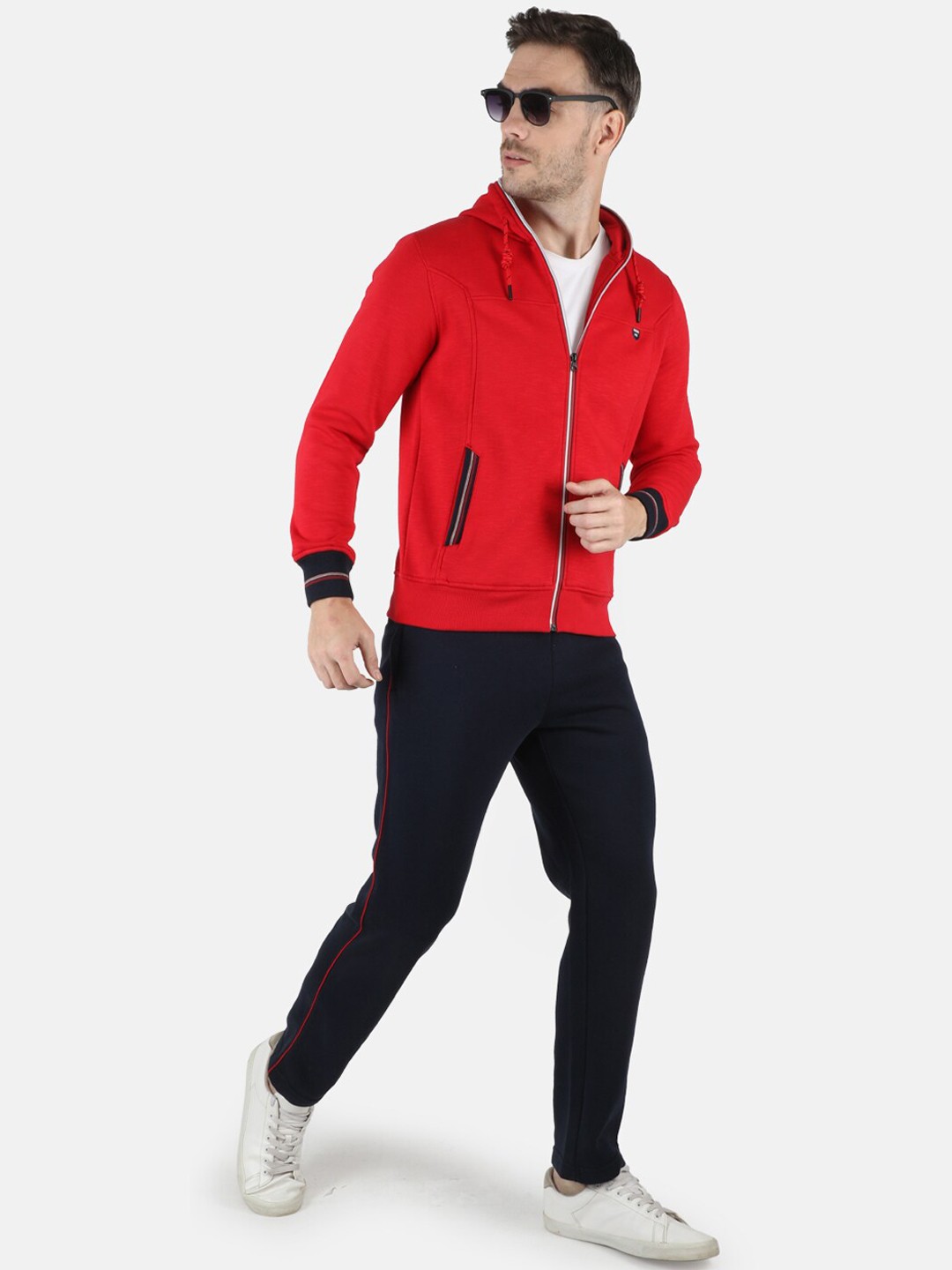 Clothing Tracksuits | Monte Carlo Men Red & Navy-Blue Solid Tracksuit - ER37507