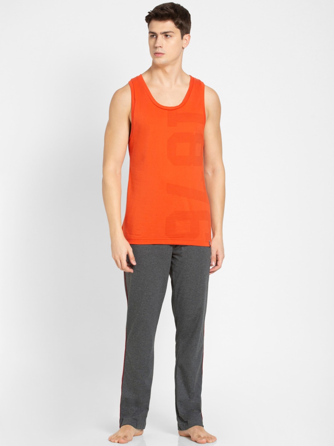 Clothing Innerwear Vests | Jockey Men Orange Printed Tank Top - KK08102
