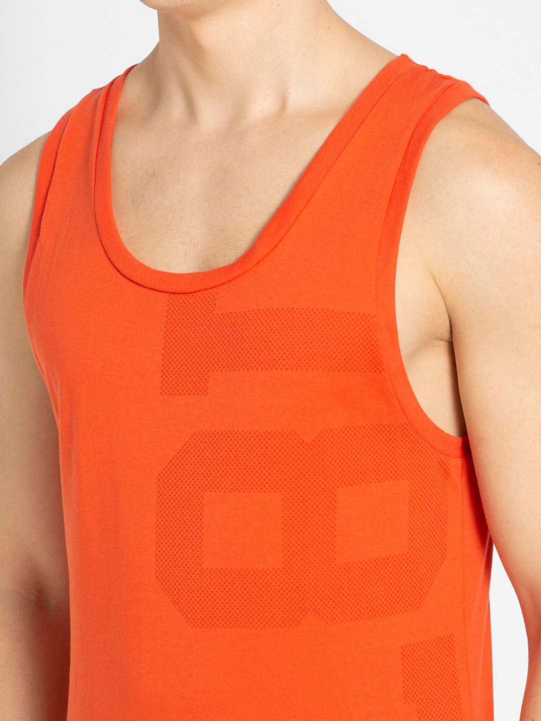 Clothing Innerwear Vests | Jockey Men Orange Printed Tank Top - KK08102
