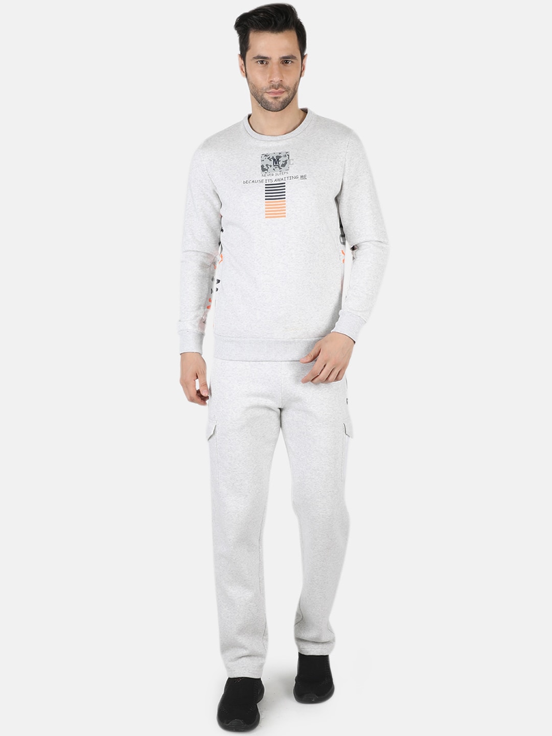 Clothing Tracksuits | Monte Carlo Men Grey Graphic Printed Tracksuits - QY91748