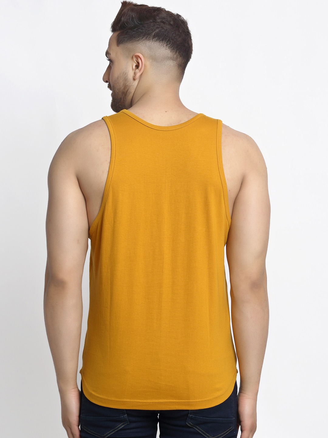 Clothing Innerwear Vests | Friskers Men Gold Printed Pure Cotton Innerwear Vest - DE94267