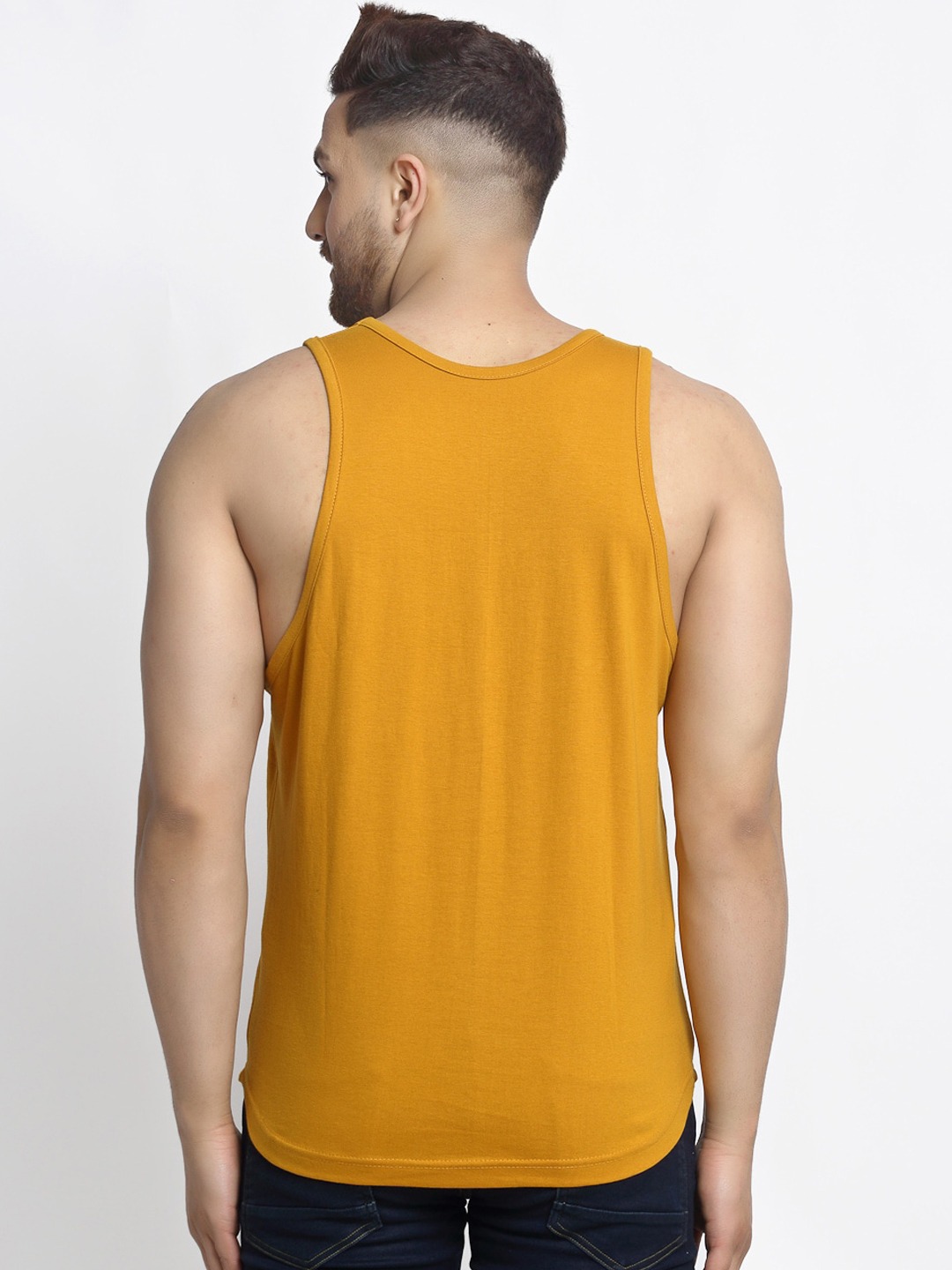 Clothing Innerwear Vests | Friskers Men Gold Printed Pure Cotton Innerwear Vest - BO09552