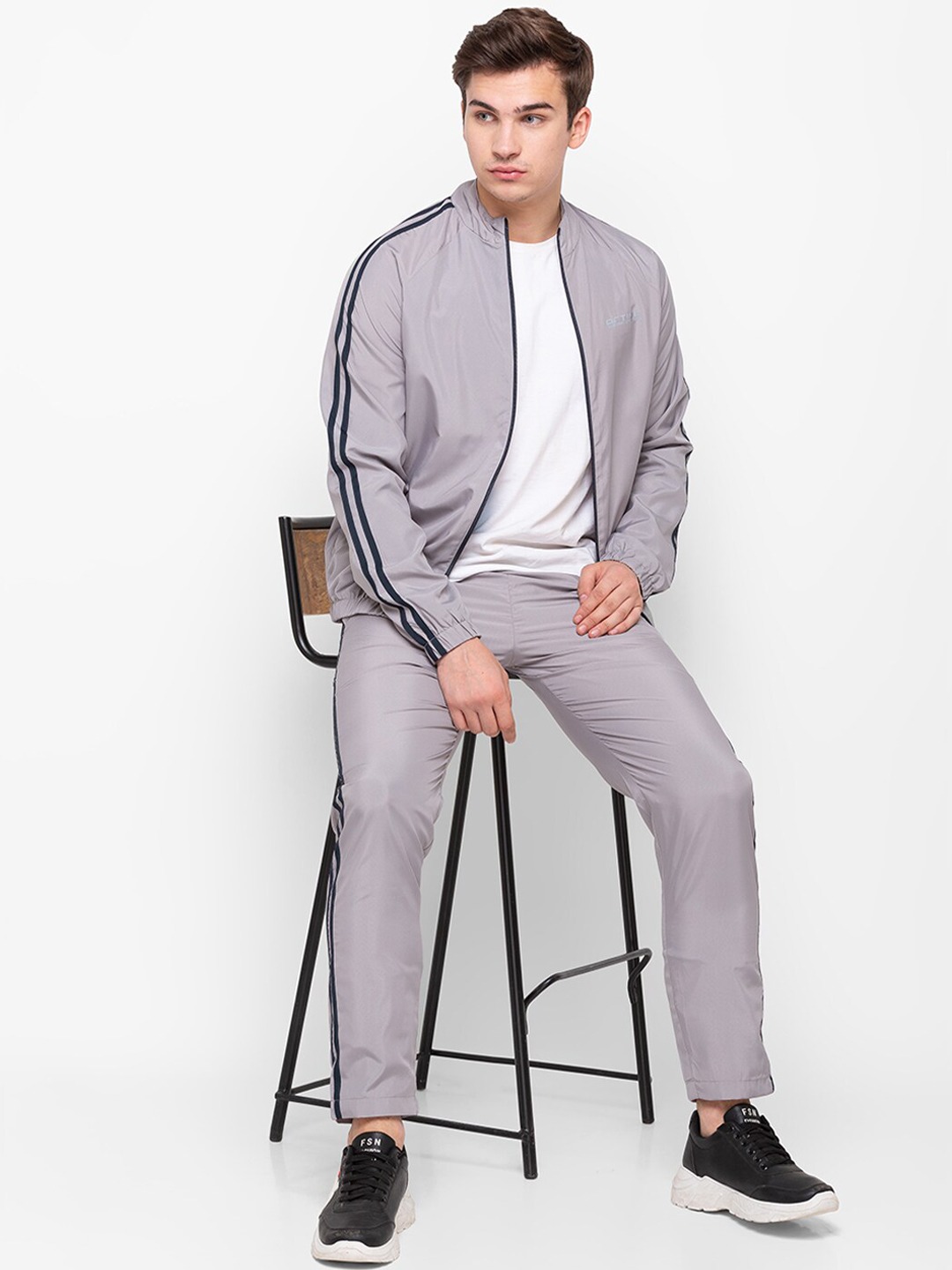 Clothing Tracksuits | Globus Men Grey Solid Tracksuit - ZX00499