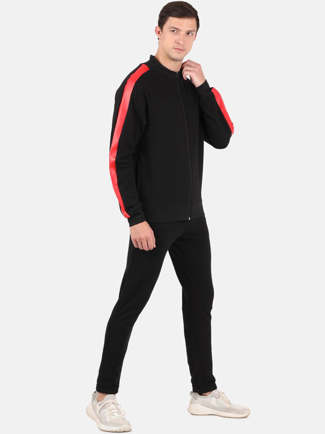 Clothing Tracksuits | MASH UNLIMITED Men Black Solid Cotton Slim-Fit Track Suit - JN49378