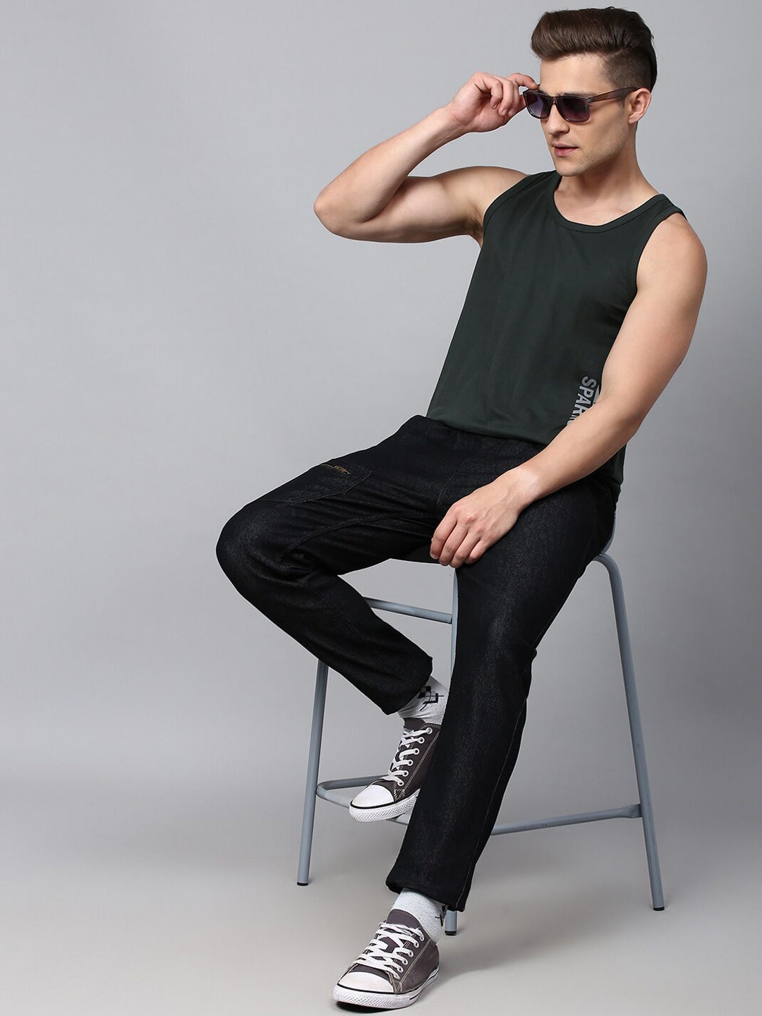 Clothing Innerwear Vests | SPARROWHAWK Men Green Solid Sustainable Vest - SL90513