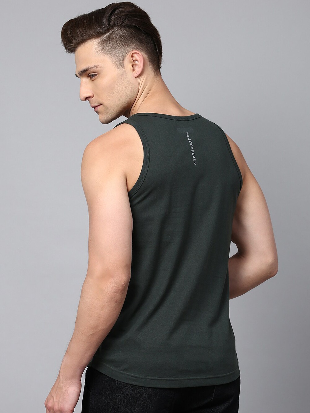 Clothing Innerwear Vests | SPARROWHAWK Men Green Solid Sustainable Vest - SL90513