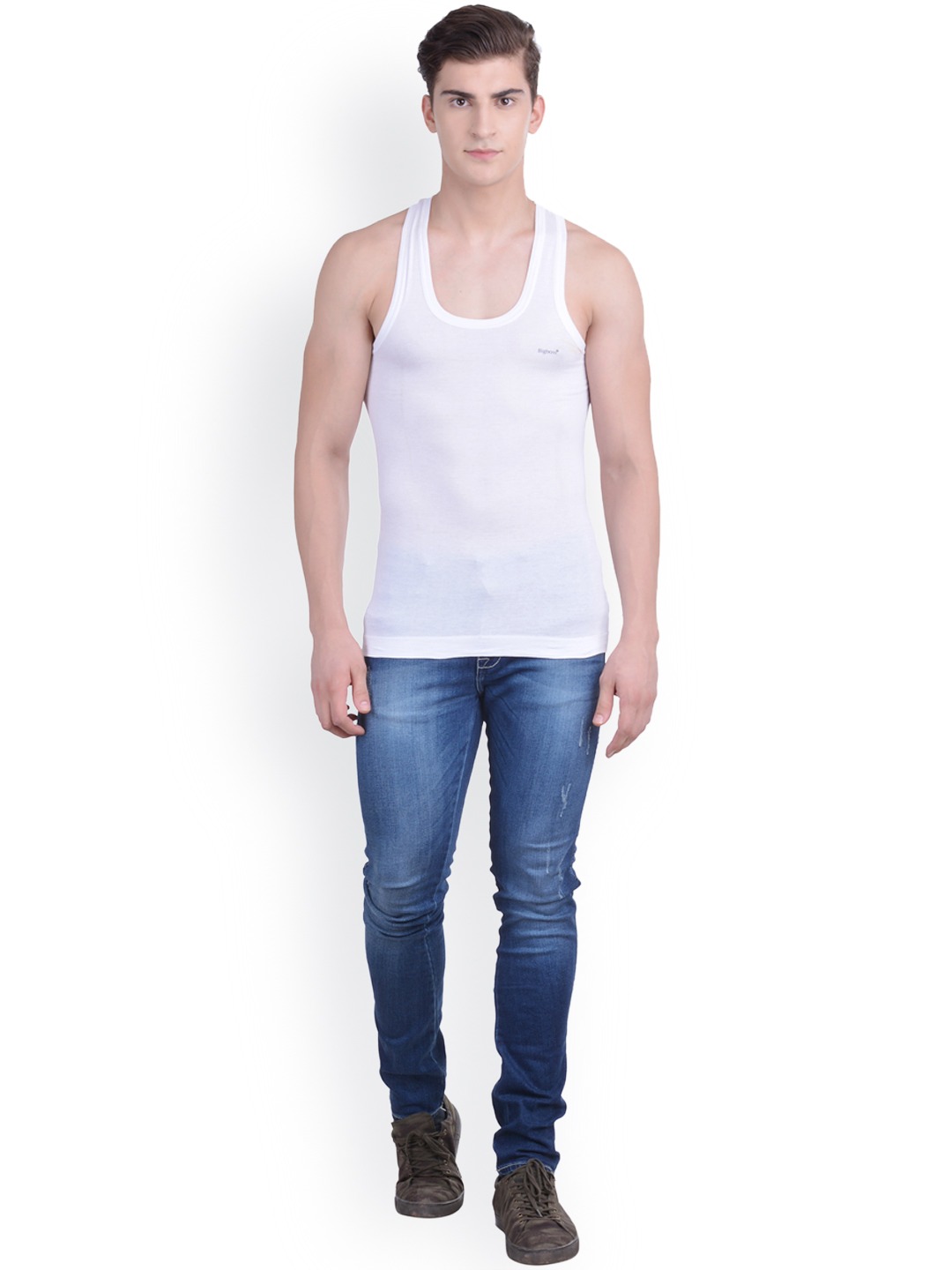 Clothing Innerwear Vests | Dollar Bigboss Pack of 10 White Innerwear Vests MDVE-01-PO10 - TD30037