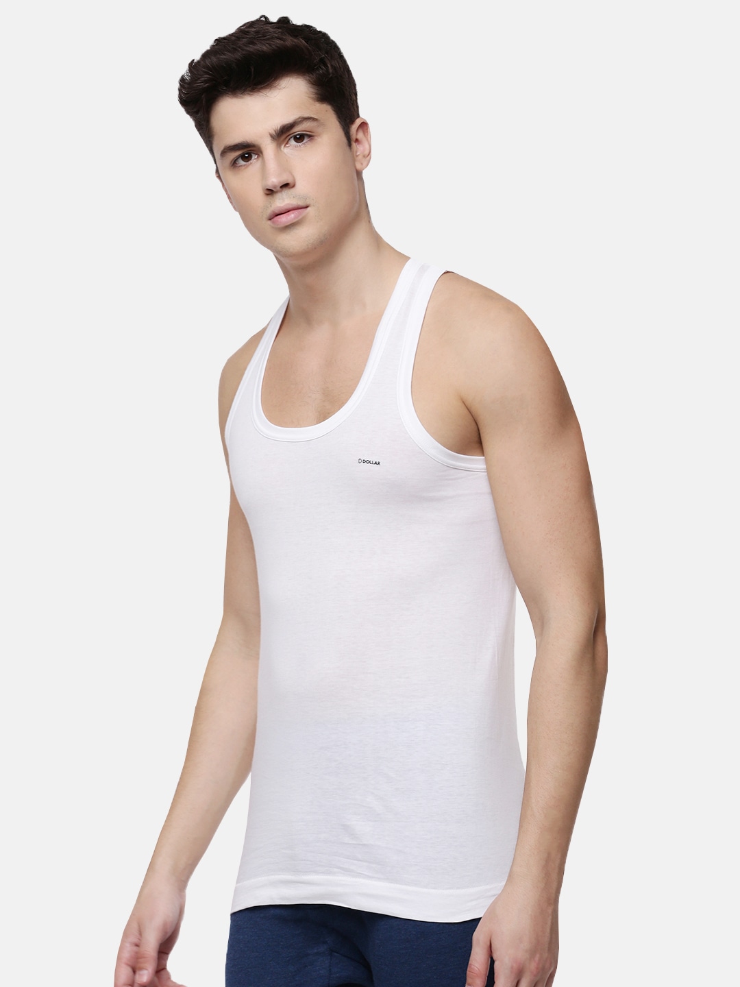 Clothing Innerwear Vests | Dollar Bigboss Pack of 5 White Innerwear Vests MDVE-01-PO5 - RM17304