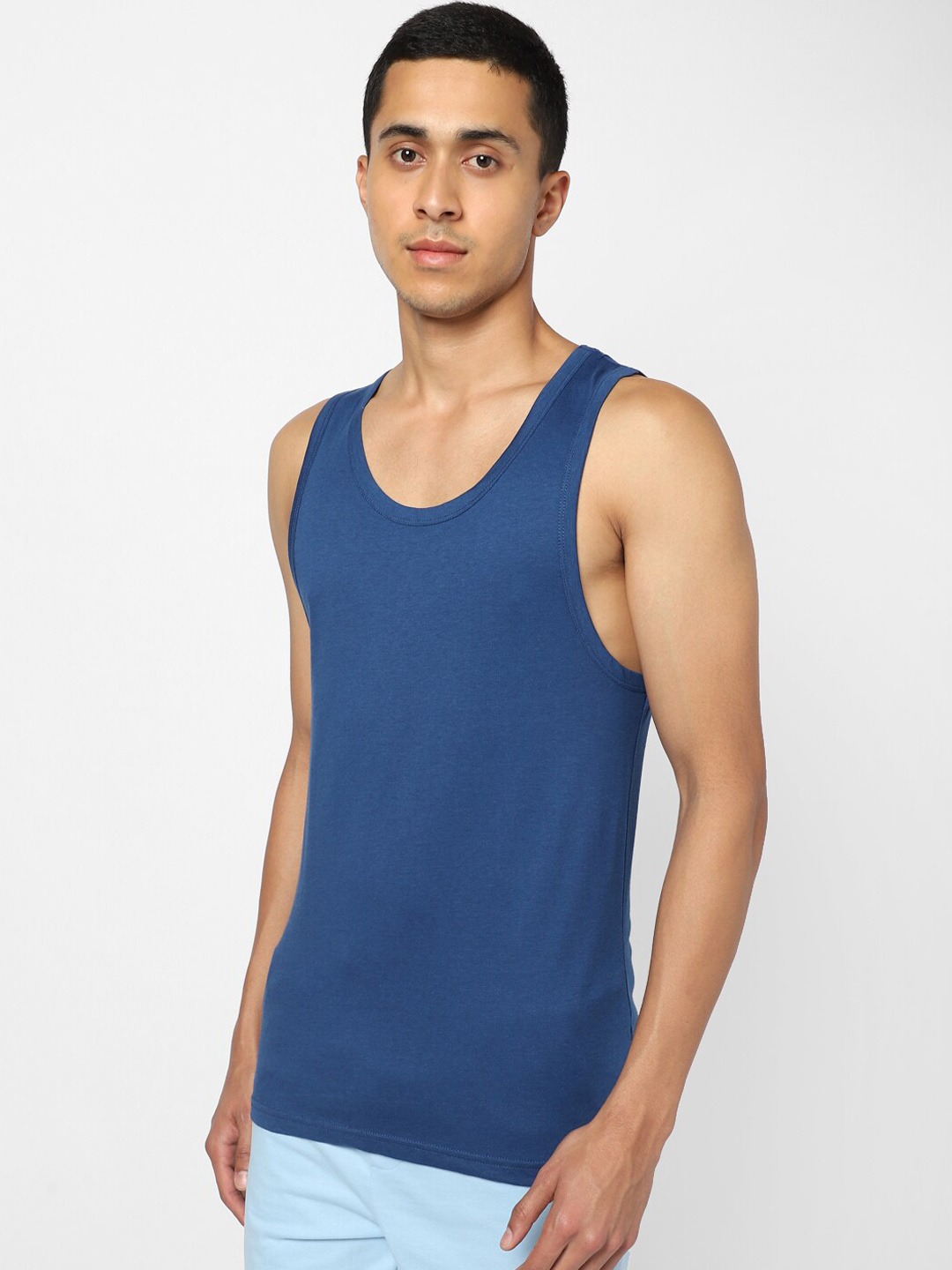Clothing Innerwear Vests | Ajile by Pantaloons Men Navy Blue Solid Innerwear Vests - YB83744