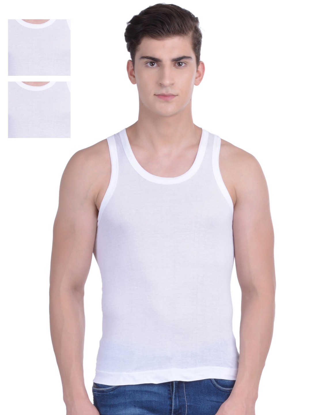 Clothing Innerwear Vests | Force NXT Men White Pack of 3 Assorted Innerwear Vests MNFF-141 - UP28574