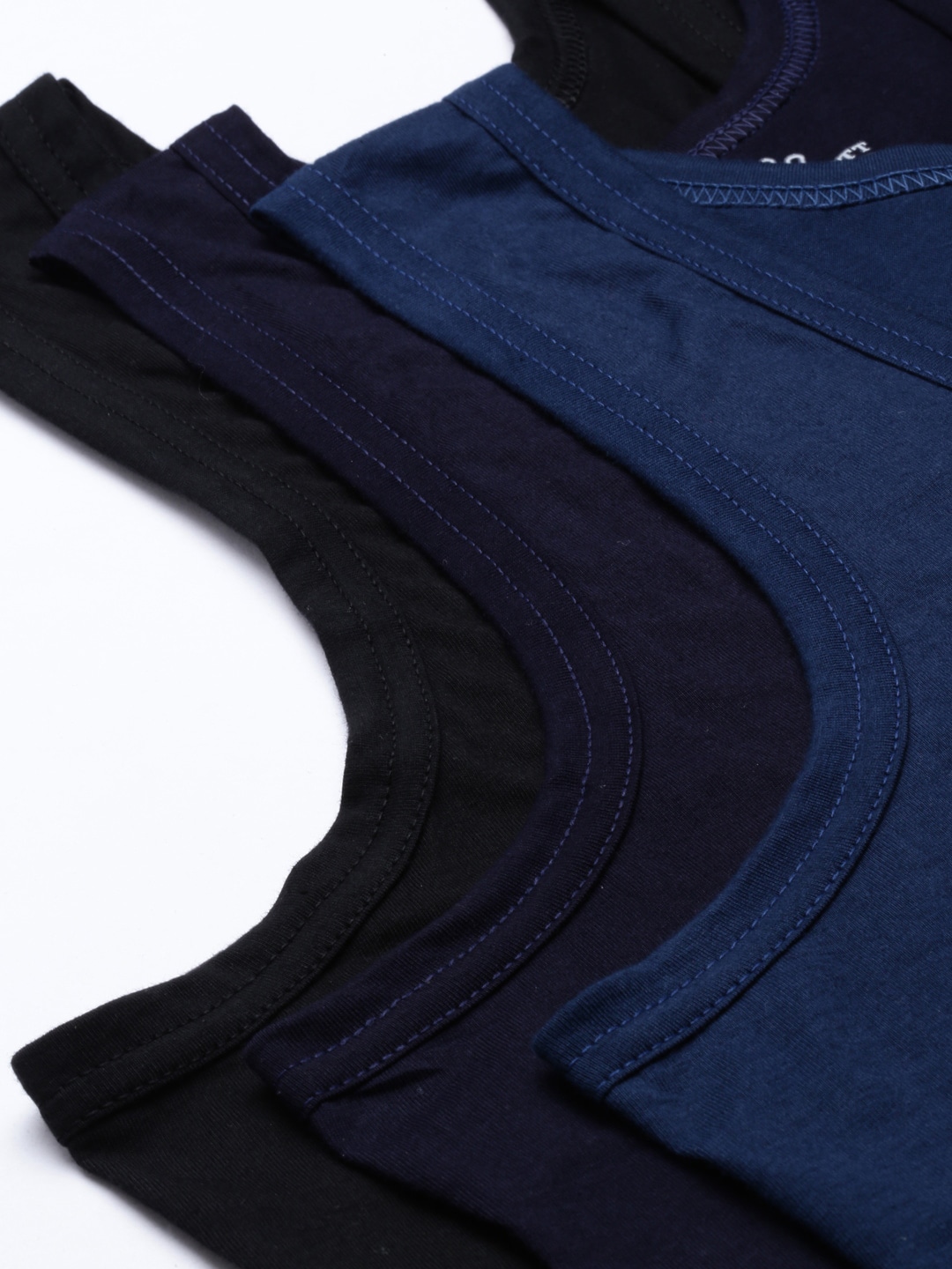 Clothing Innerwear Vests | DIXCY SCOTT Men Navy Blue & Black Cotton Innerwear Vests Pack Of 3 - GZ29760