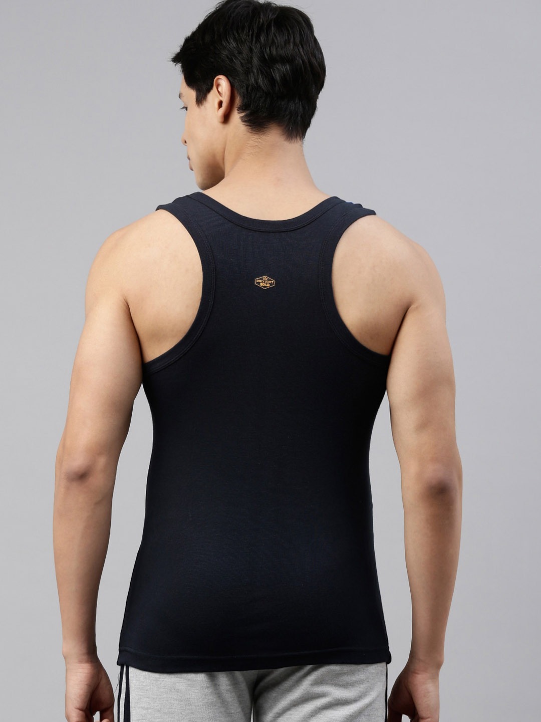 Clothing Innerwear Vests | DIXCY SCOTT Men Black & Navy Blue Solid Cotton Innerwear Gym Vests Pack Of 2 - FF61386