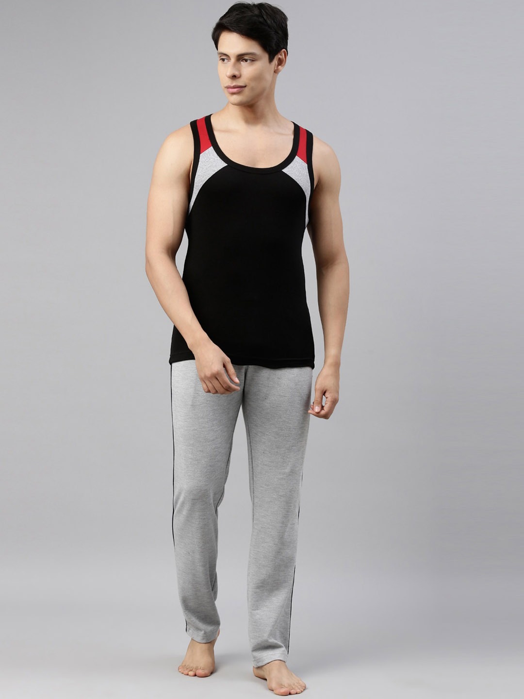 Clothing Innerwear Vests | DIXCY SCOTT Men Black & Navy Blue Solid Cotton Innerwear Gym Vests Pack Of 2 - FF61386