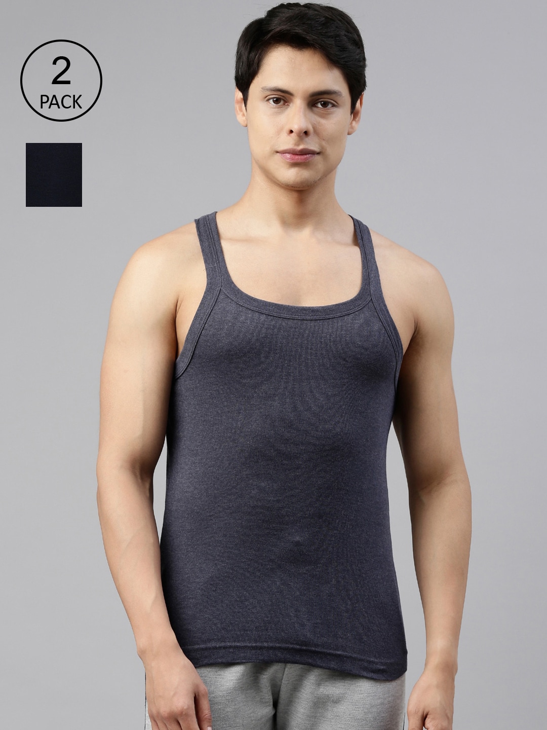 Clothing Innerwear Vests | DIXCY SCOTT Men Pack of 2 Solid Cotton Innerwear Gym Vests - EC97146