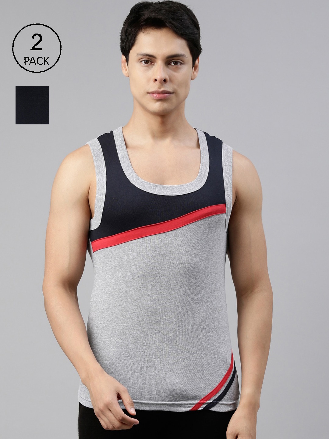 Clothing Innerwear Vests | DIXCY SCOTT Men Pack Of 2 Solid Cotton Gym Vests BOLD GYM VEST B 1400 - VA72605