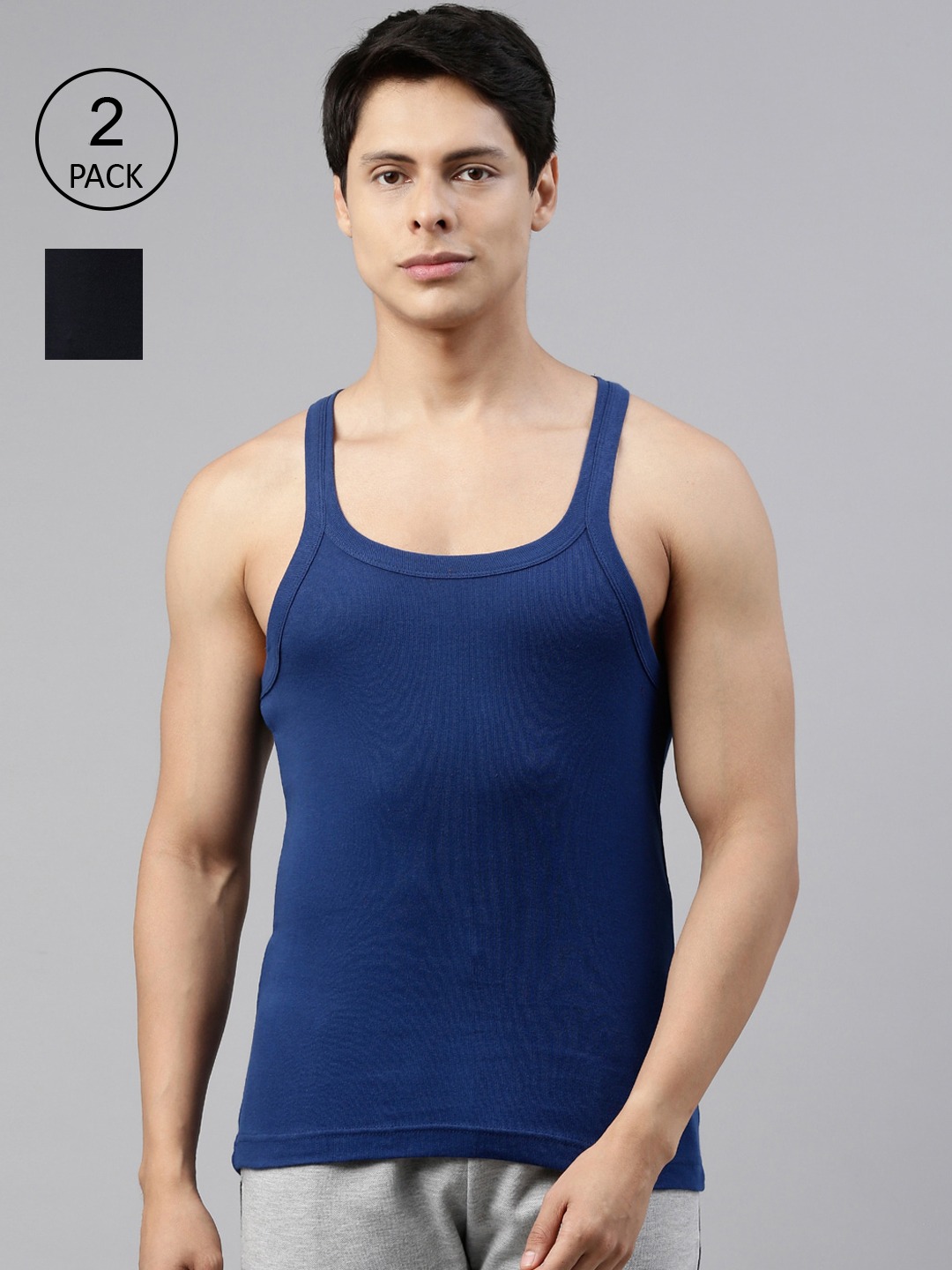 Clothing Innerwear Vests | DIXCY SCOTT Men Pack Of 2 Solid Cotton Gym Vest - ZK98745