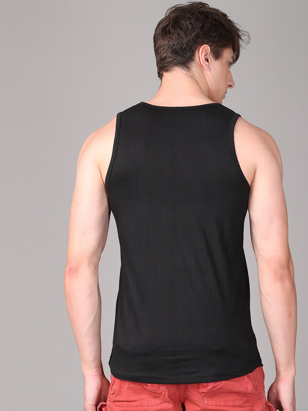 Clothing Innerwear Vests | IMYOUNG Men Black & Charcoal Typography Printed Innerwear Vests - XP00627