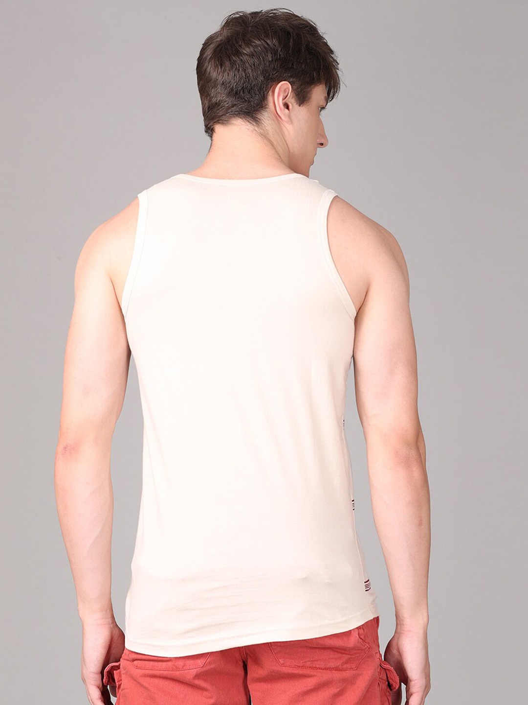 Clothing Innerwear Vests | IMYOUNG Men Off-White Typography Printed Innerwear Vests - ZQ57371