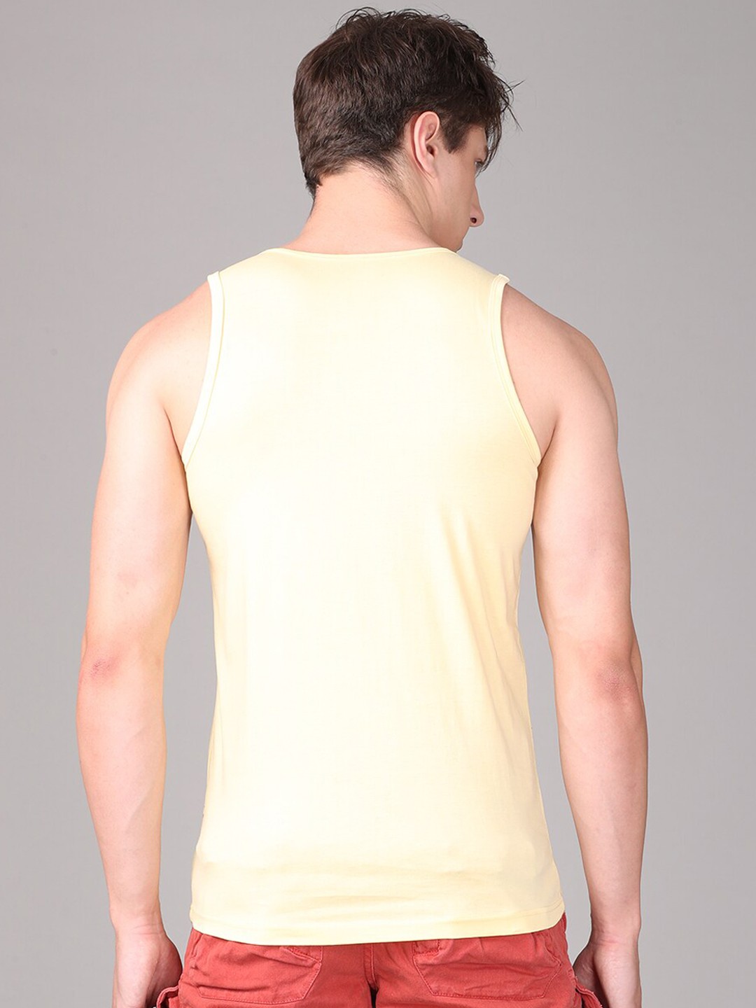 Clothing Innerwear Vests | IMYOUNG Men Yellow Typography Printed Innerwear Vests - AY56434