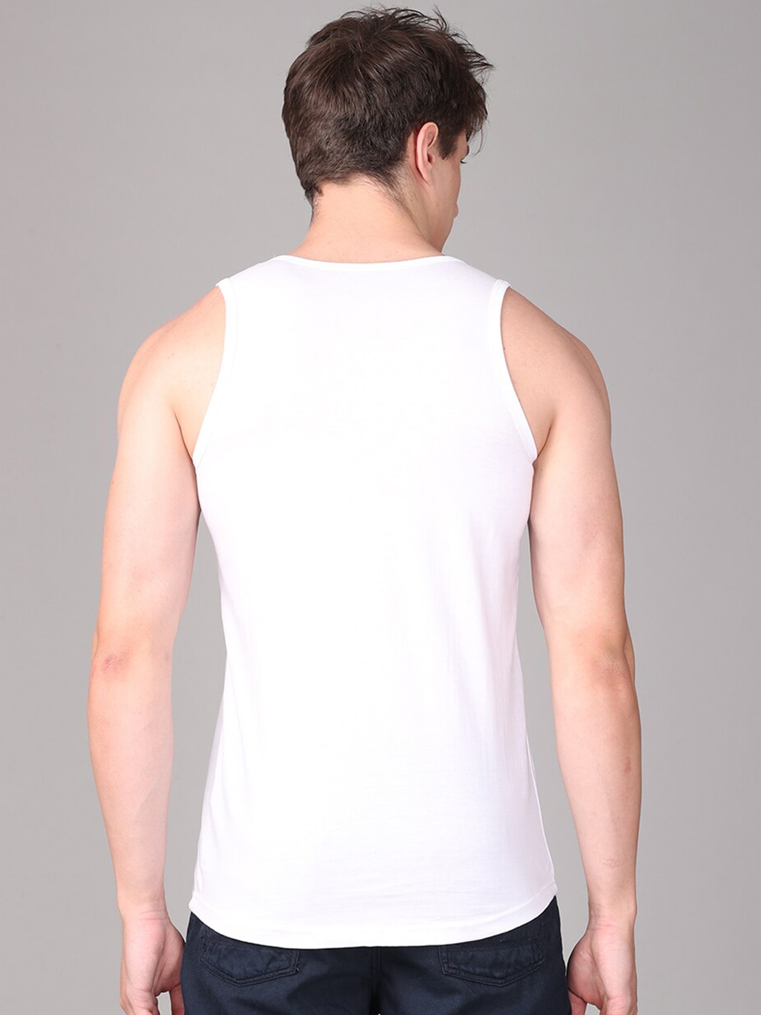 Clothing Innerwear Vests | IMYOUNG Men White & Black Typography Printed Innerwear Vests - BF75005