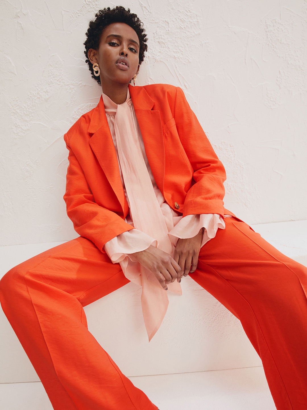 Clothing Blazers | H&M Women Orange Solid Relaxed Fit Jacket - AV23007