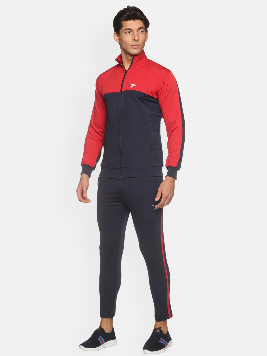 Clothing Tracksuits | HPS Sports Men Grey & Red Colourblocked Track Suit - FF11085