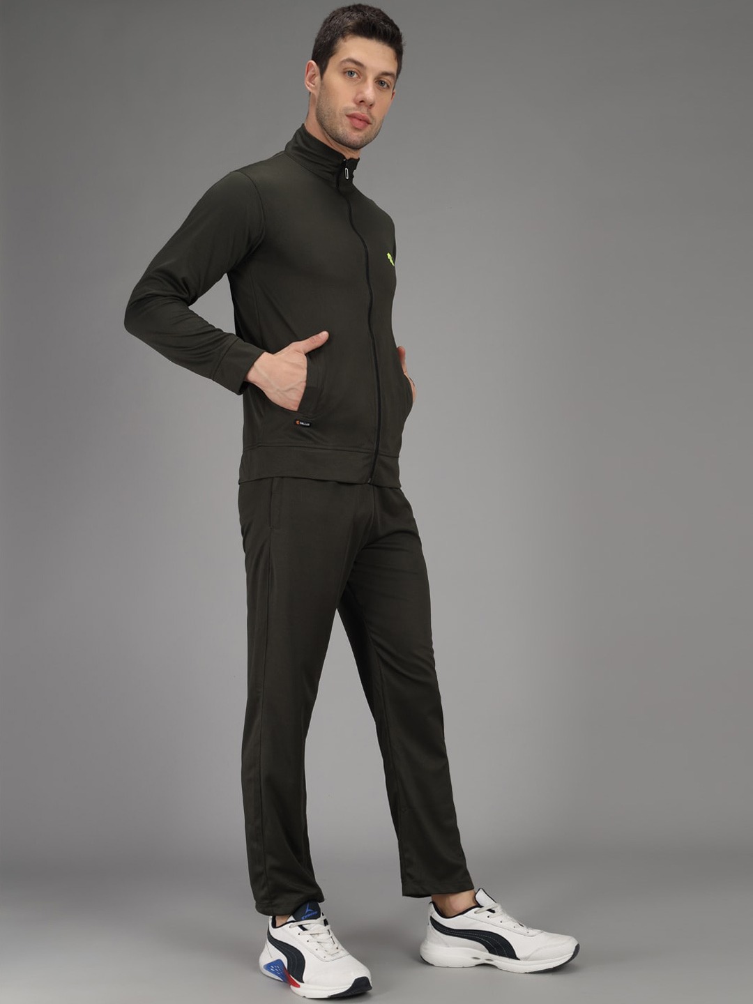 Clothing Tracksuits | Gallus Men Olive-Green Solid Tracksuit - TQ23518
