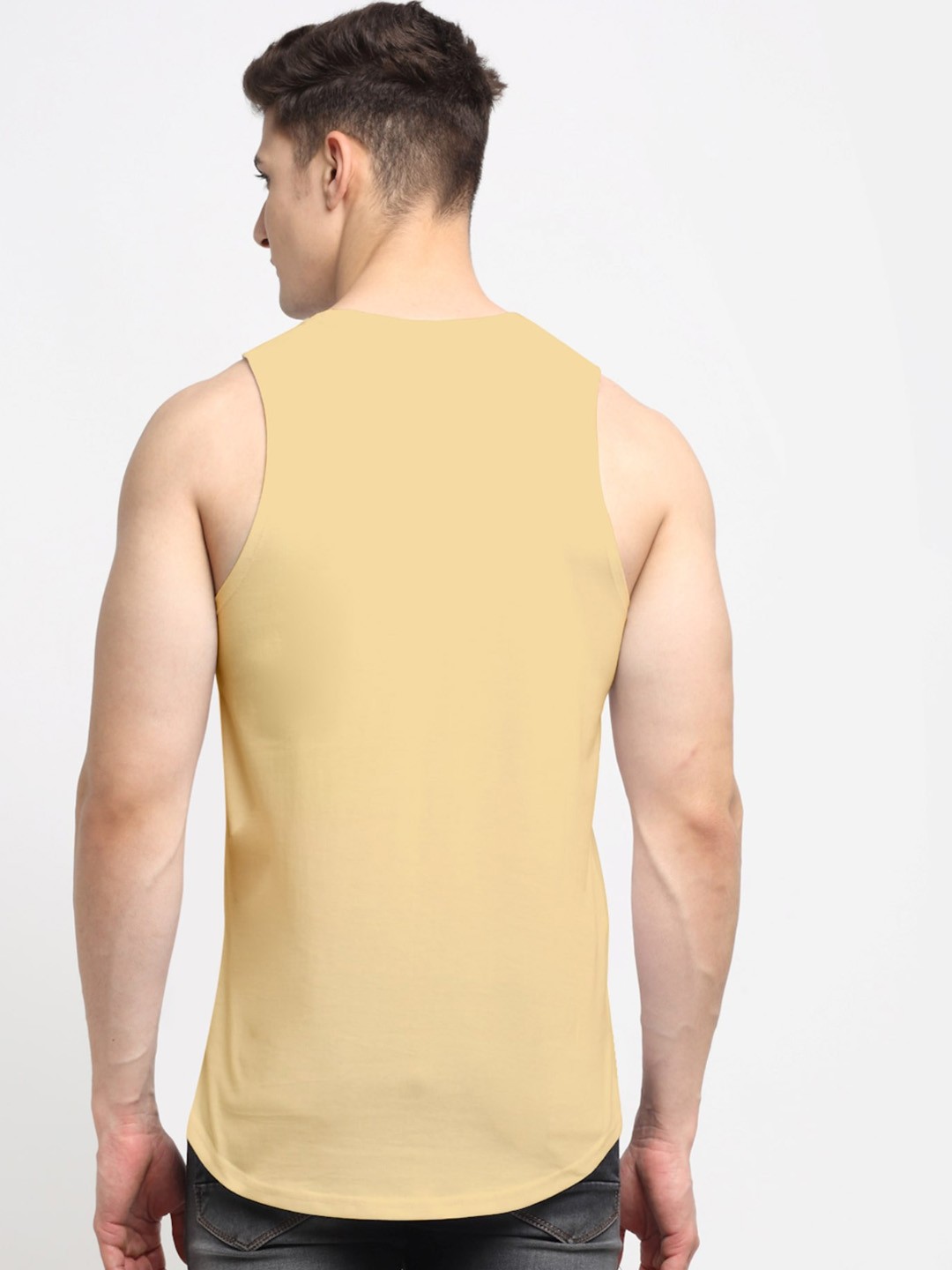 Clothing Innerwear Vests | Friskers Men Beige Solid Cotton Innerwear Vest - KC58342