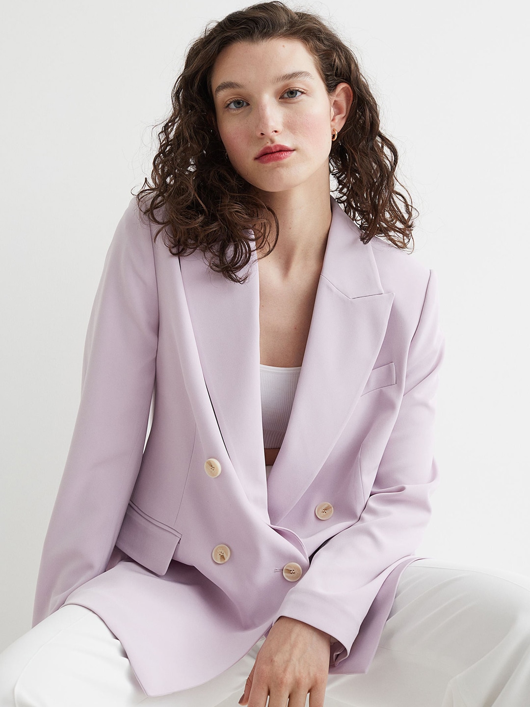 Clothing Blazers | H&M Lavender Double-Breasted Jacket - ZW08280