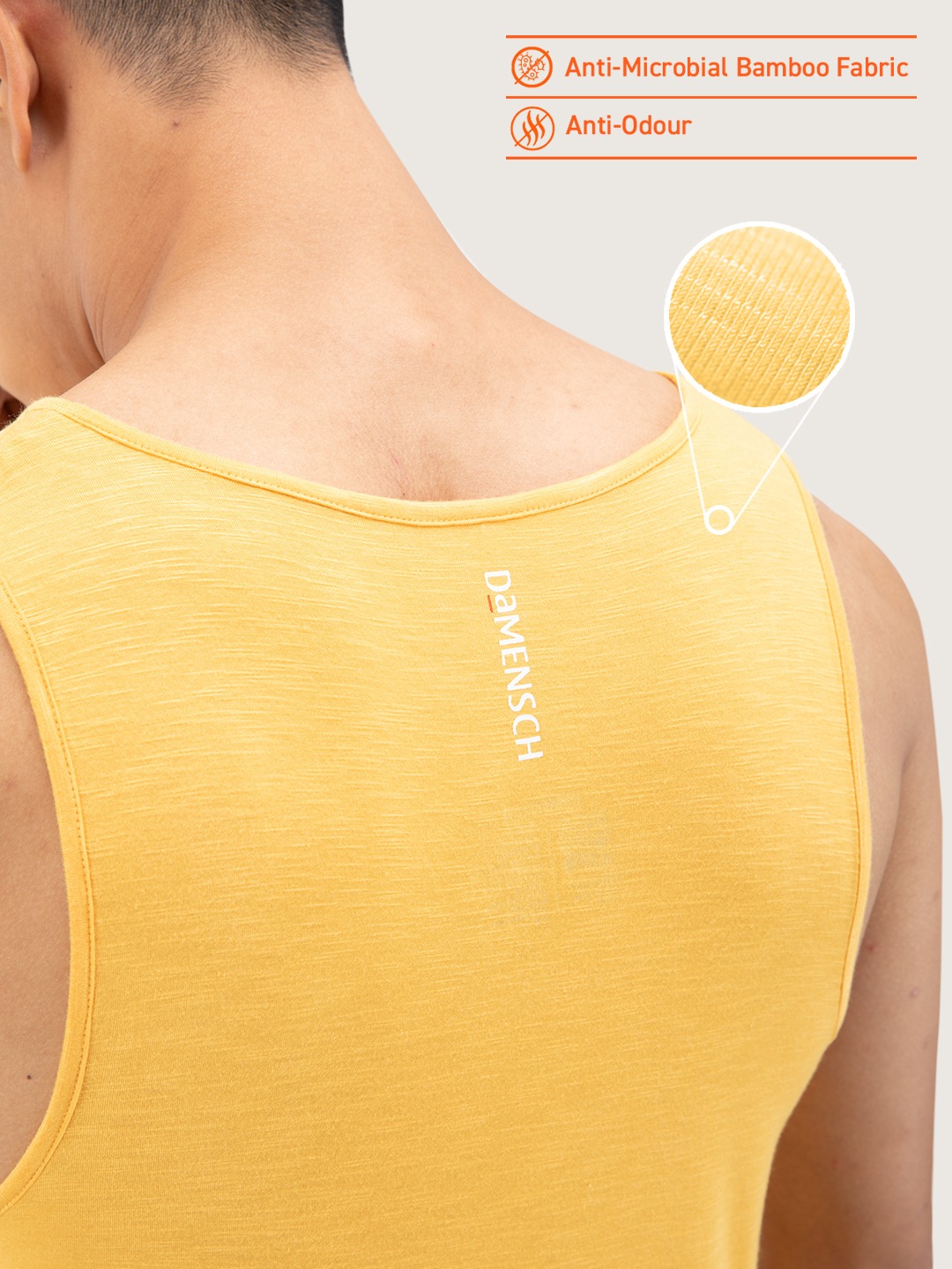 Clothing Innerwear Vests | DAMENSCH Men Mustard Yellow Solid Basic Vest - NV64785