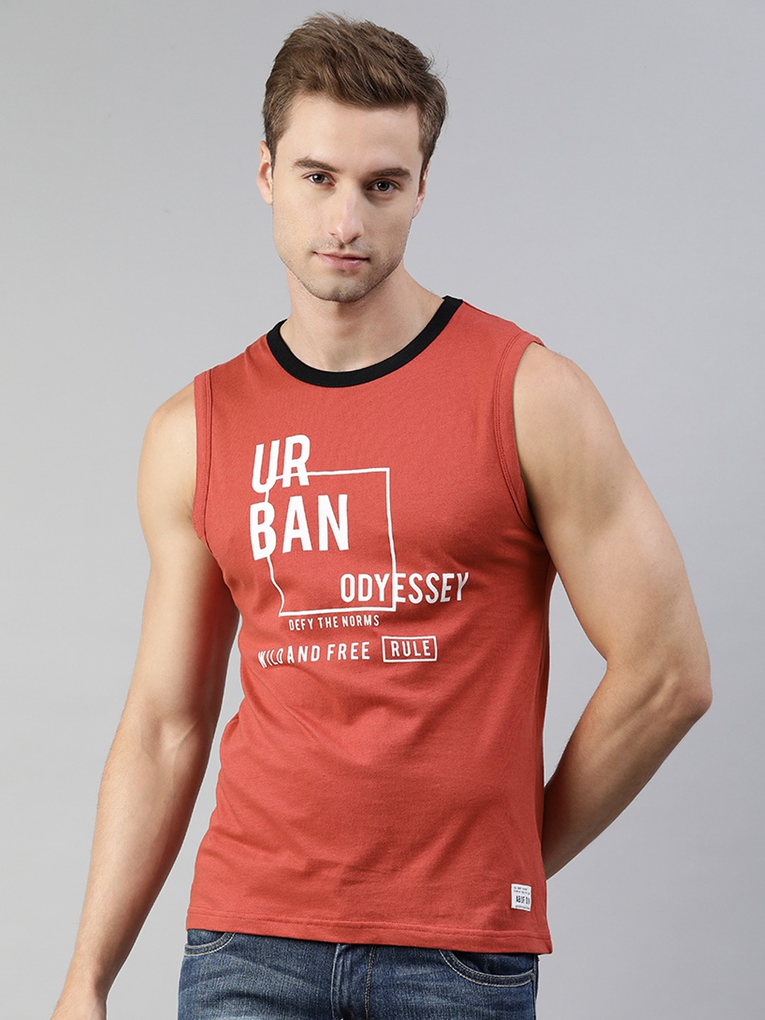 Clothing Innerwear Vests | abof Men Red  Graphic Printed Casual Basic Vest - LV51066