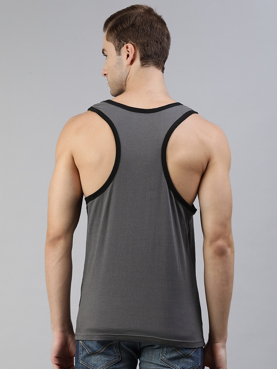 Clothing Innerwear Vests | abof Men Grey Graphic Printed Casual Basic Vest - DE72611