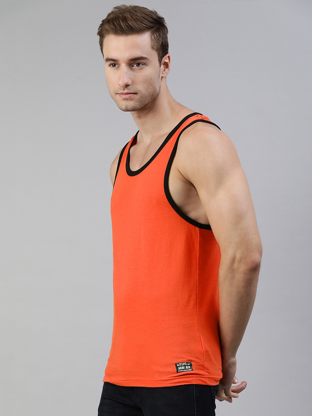 Clothing Innerwear Vests | abof Men Orange & White Printed Pure Cotton Innerwear Vest - GT61160