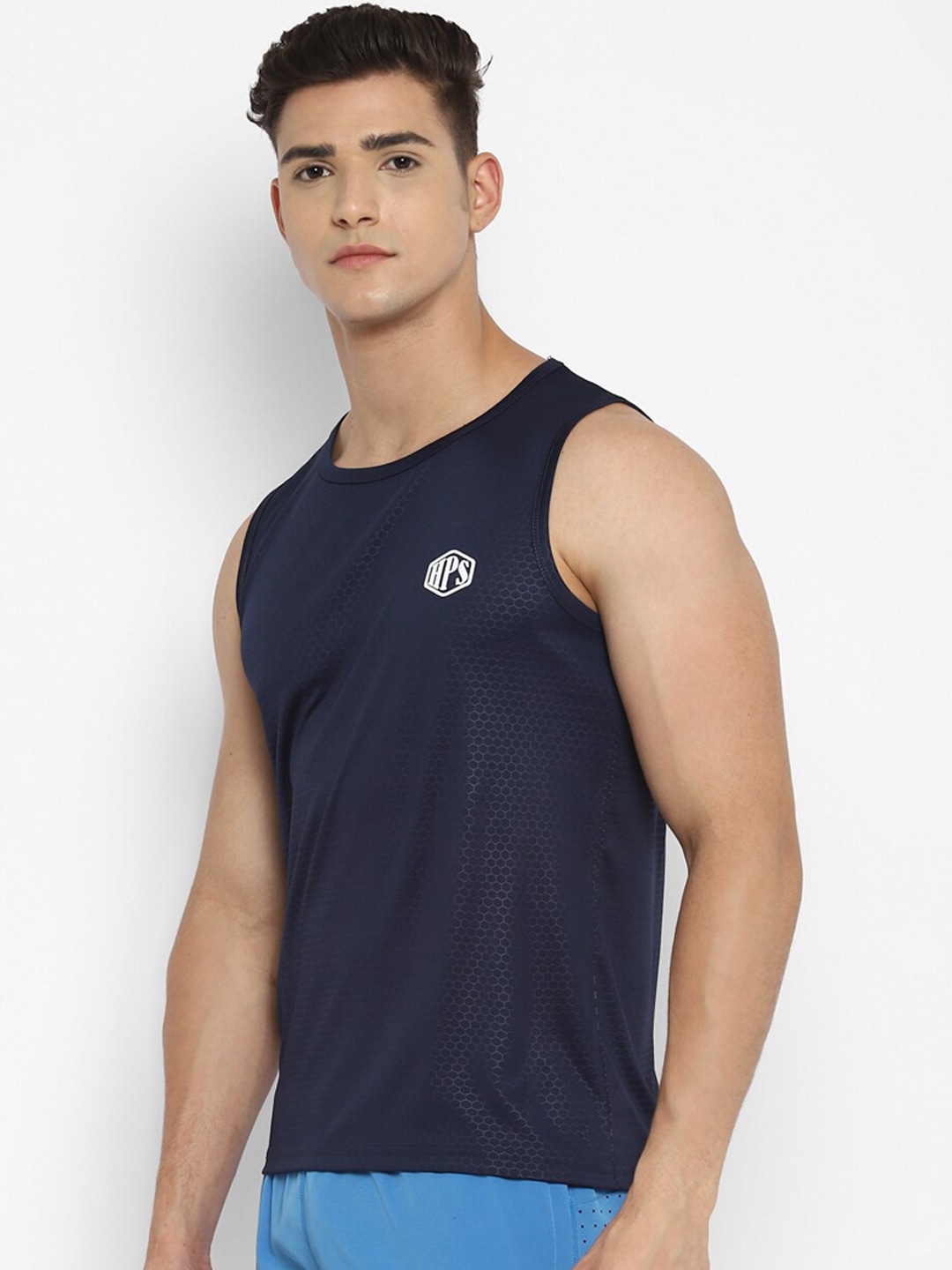 Clothing Innerwear Vests | HPS Sports Men Navy Blue Solid Innerwear Gym Vest - FS59383