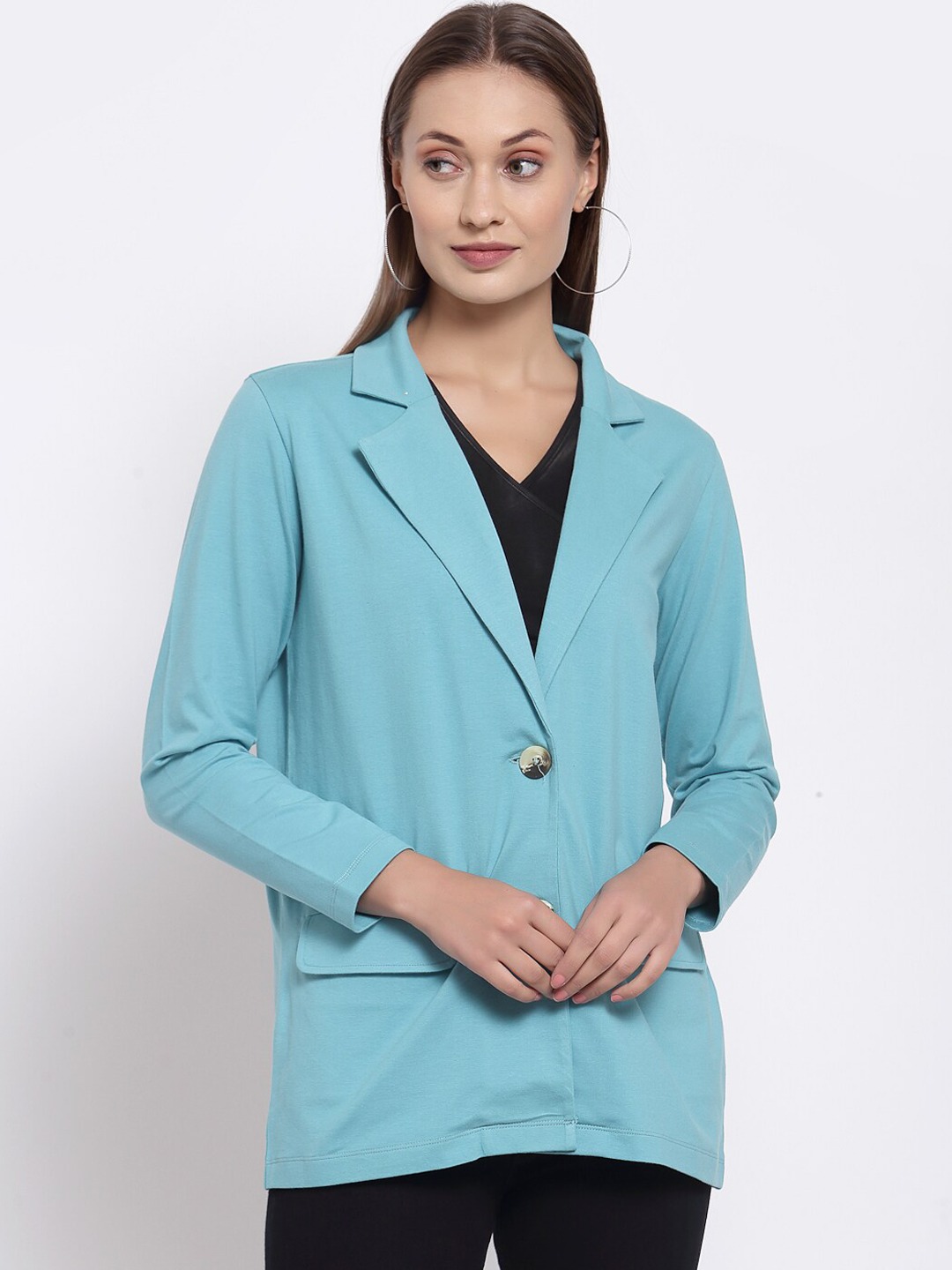 Clothing Blazers | YOONOY Women Green Solid Pure Cotton Single-Breasted Casual Blazer - EN82596